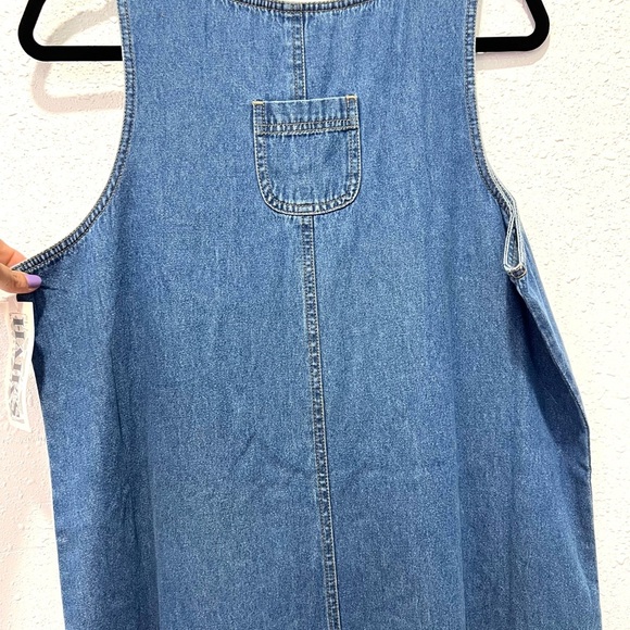 Denim sleeveless button down patch pockets Maxi Dress Large - Picture 8 of 10